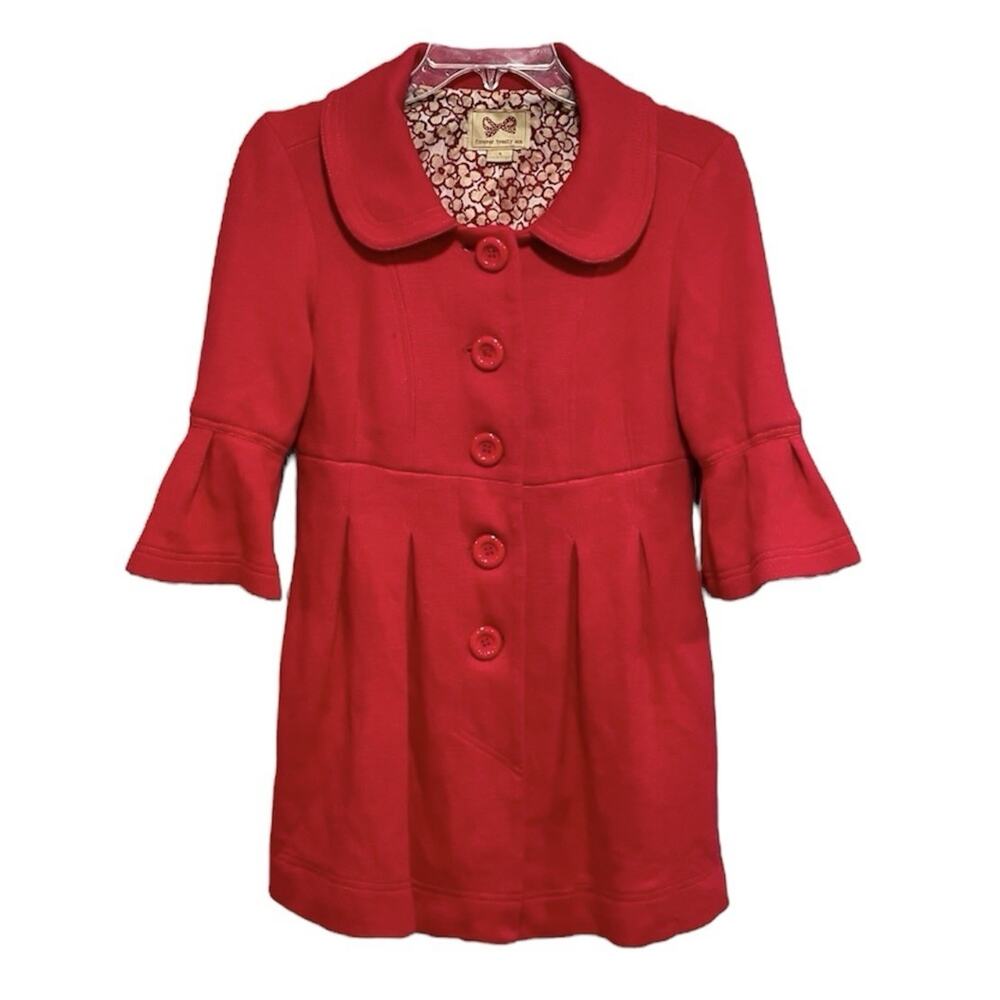 Y2K Twee Forever 21 Retro Peplum Pea Coat Jacket Size Small Cherry Red Lined